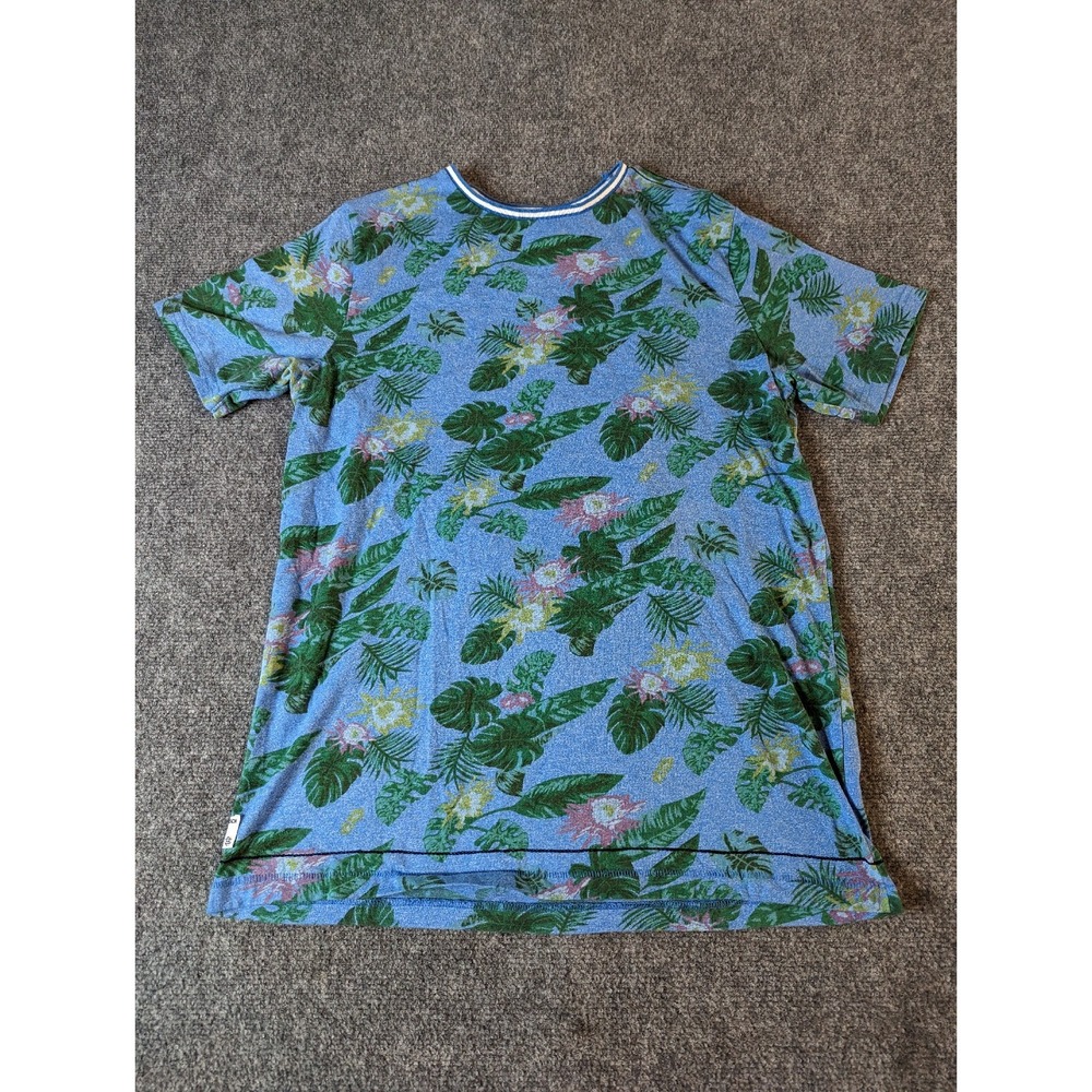 Huntington BC - Mens Size Large - Blue T-Shirt - Green Floral / Tropical Surf